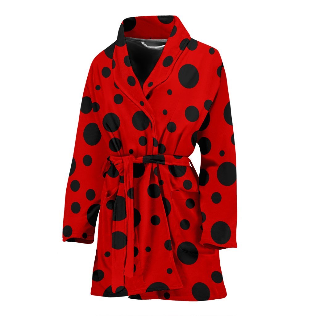 Ladybug Pattern Print Women Long Robe-grizzshop