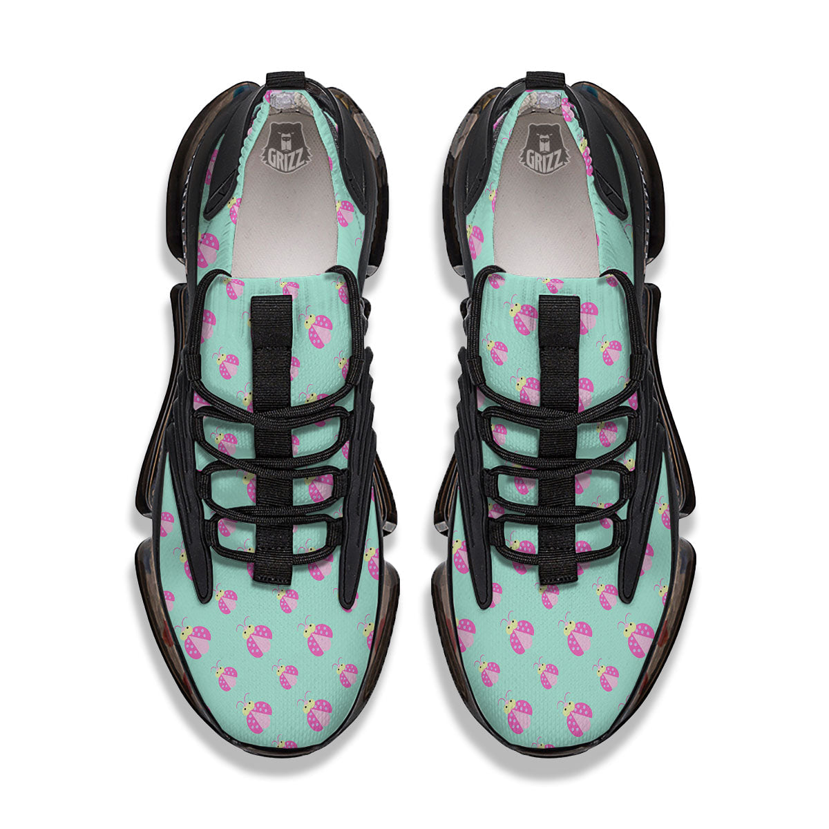 Ladybug Pink Print Pattern Black Gym Shoes-grizzshop