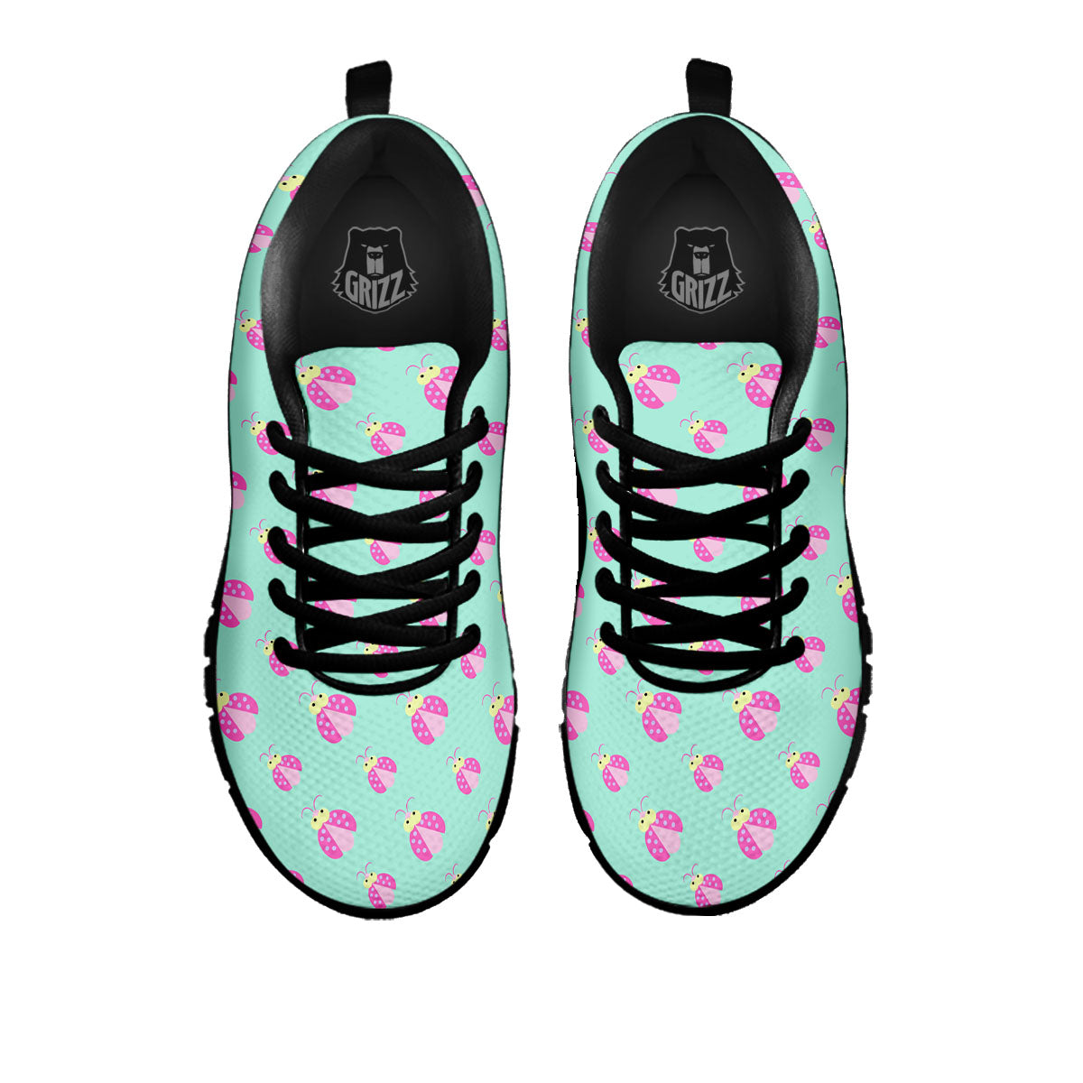 Ladybug Pink Print Pattern Black Sneaker-grizzshop