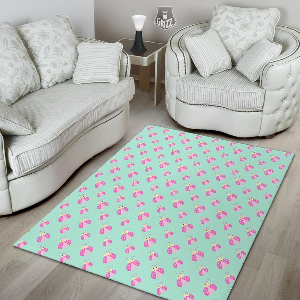 Ladybug Pink Print Pattern Floor Mat-grizzshop