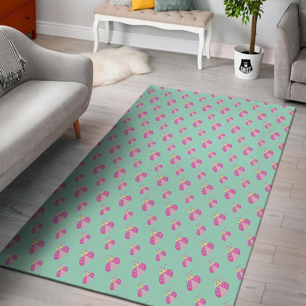 Ladybug Pink Print Pattern Floor Mat-grizzshop