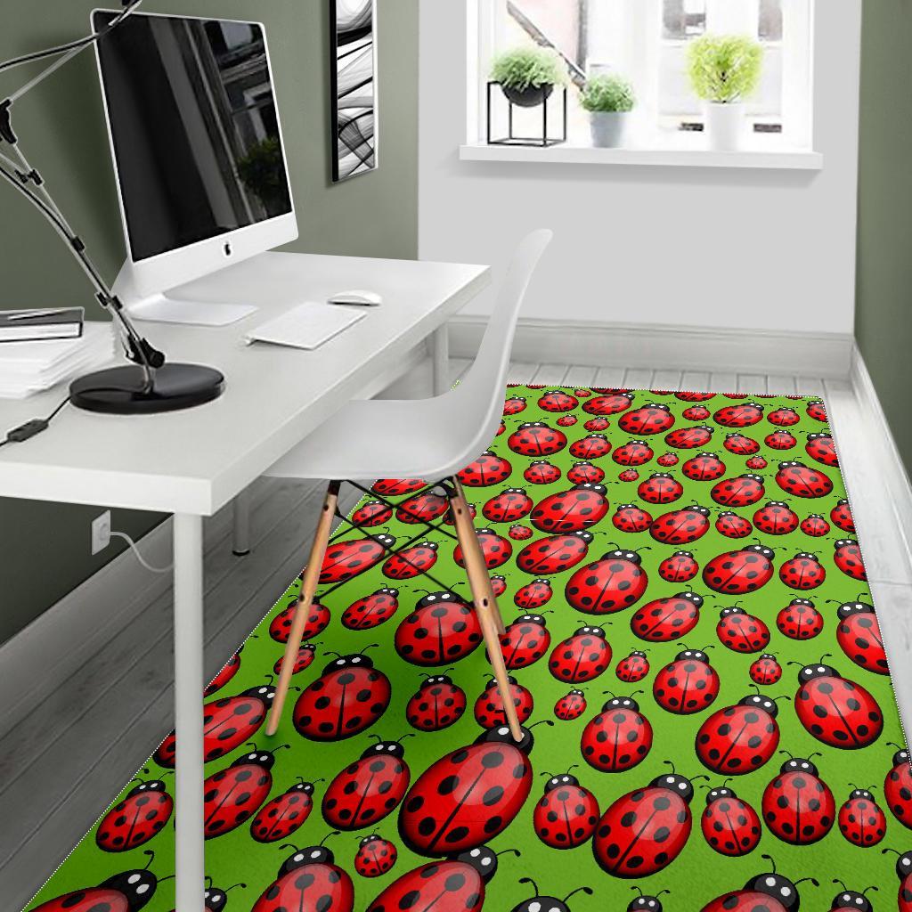 Ladybug Print Pattern Floor Mat-grizzshop