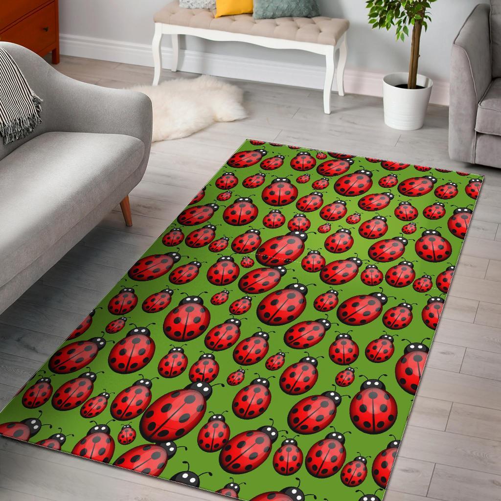 Ladybug Print Pattern Floor Mat-grizzshop