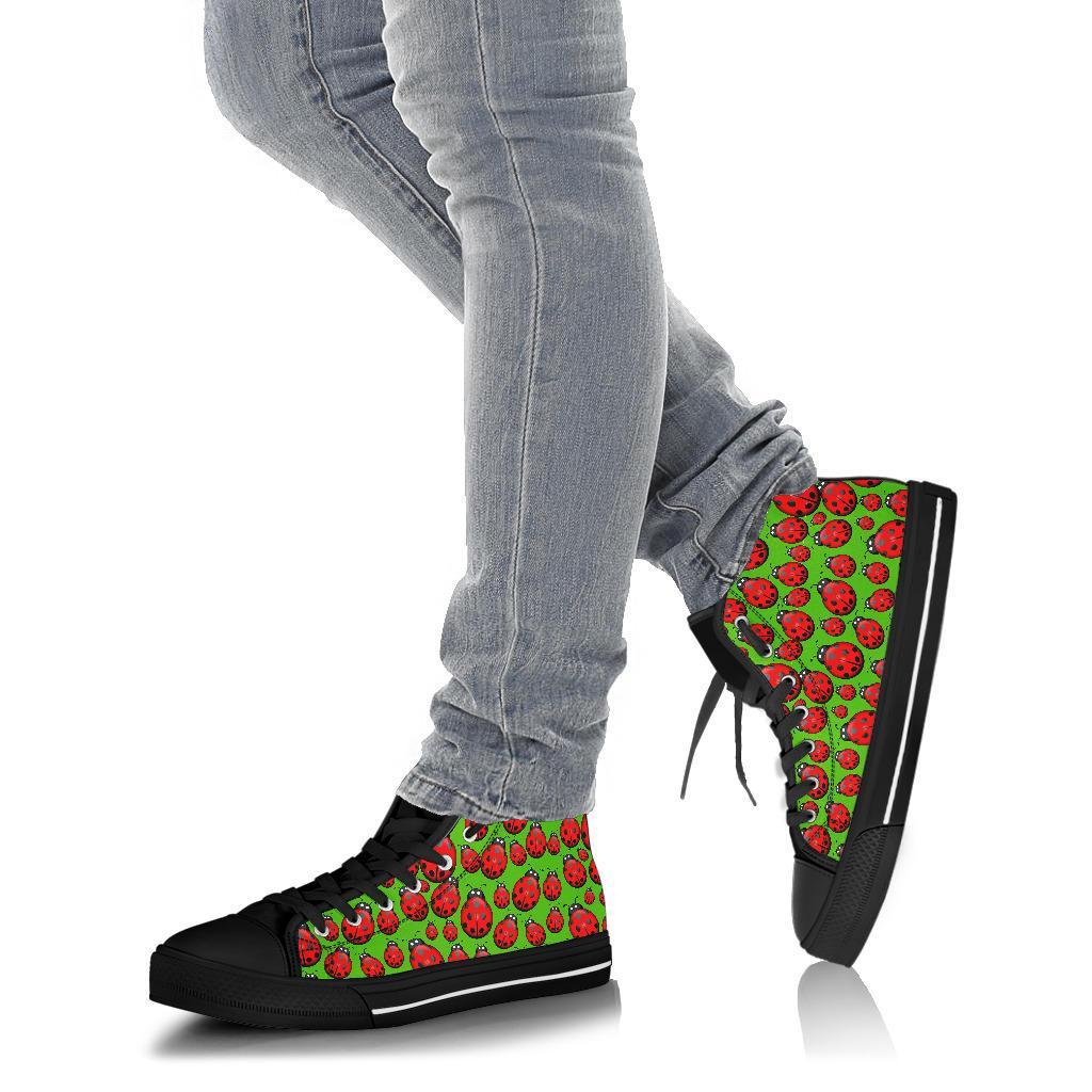 Ladybug Print Pattern Men Women's High Top Shoes-grizzshop