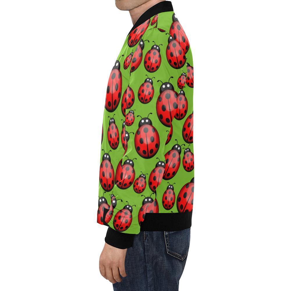 Ladybug Print Pattern Men's Bomber Jacket-grizzshop