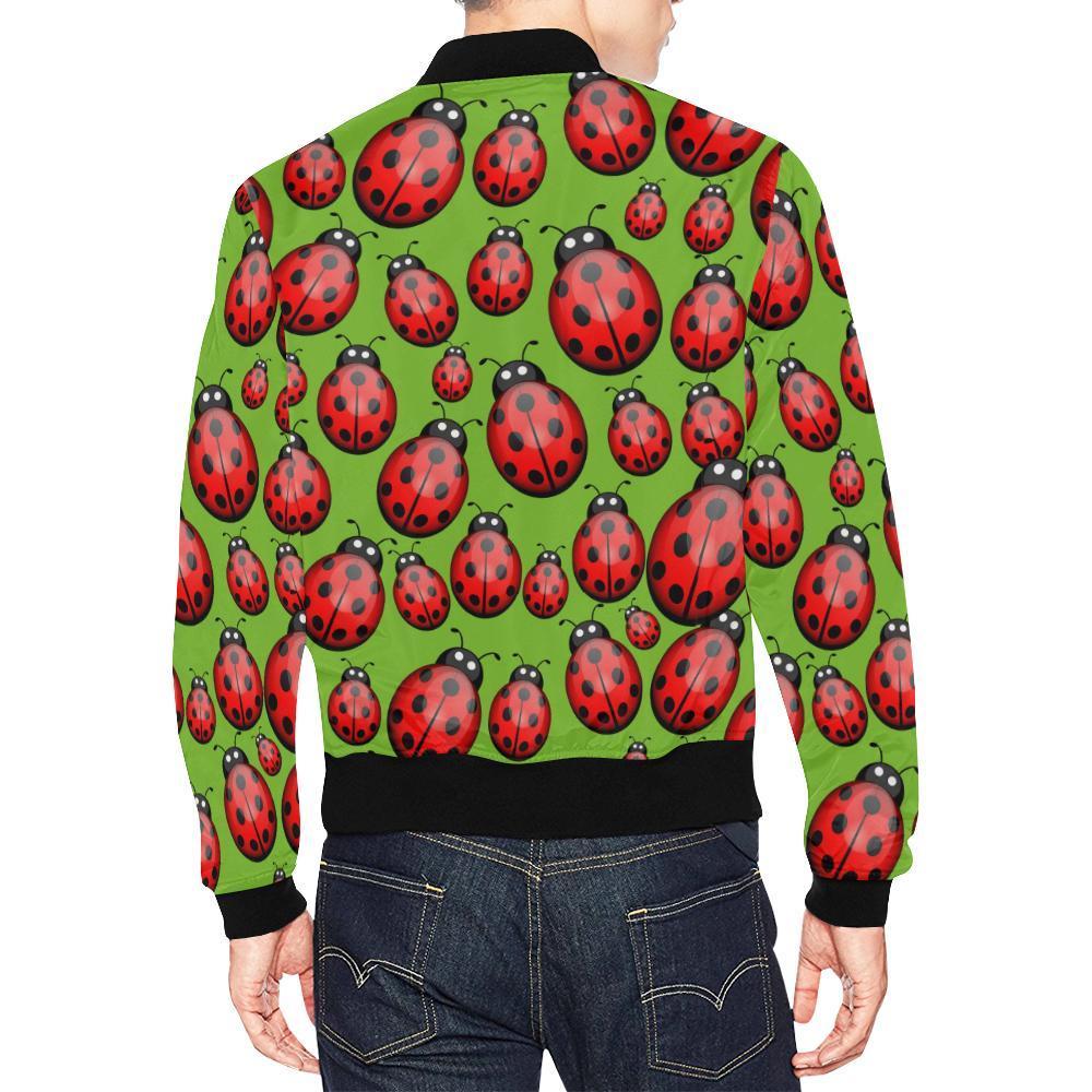 Ladybug Print Pattern Men's Bomber Jacket-grizzshop