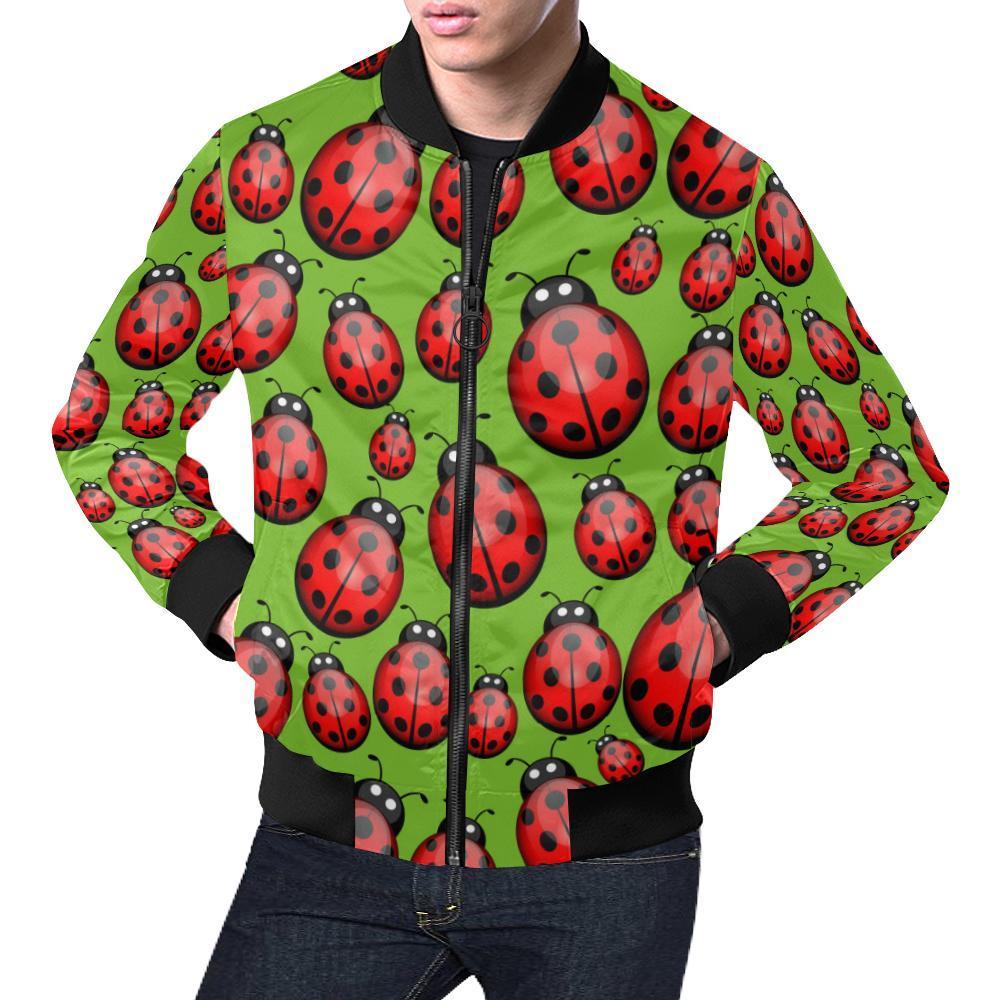 Ladybug Print Pattern Men's Bomber Jacket-grizzshop