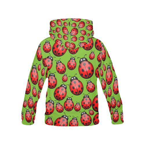 Ladybug Print Pattern Women Pullover Hoodie-grizzshop