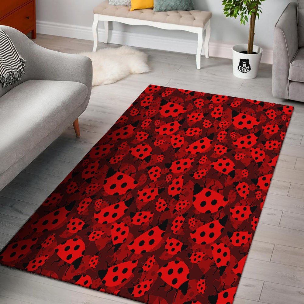 Ladybug Red Print Pattern Floor Mat-grizzshop