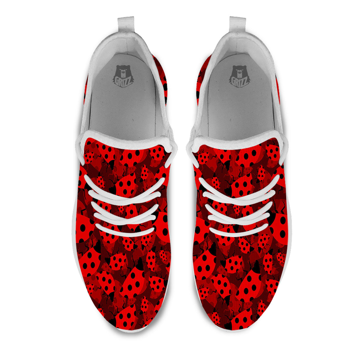 Ladybug Red Print Pattern White Athletic Shoes-grizzshop