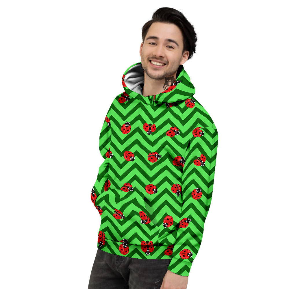 Ladybug Zigzag Green Pattern Men's Hoodie-grizzshop