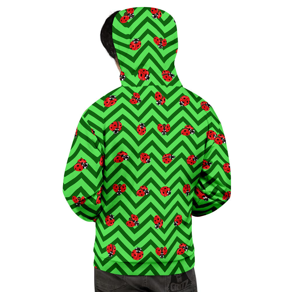 Ladybug Zigzag Green Pattern Men's Hoodie-grizzshop