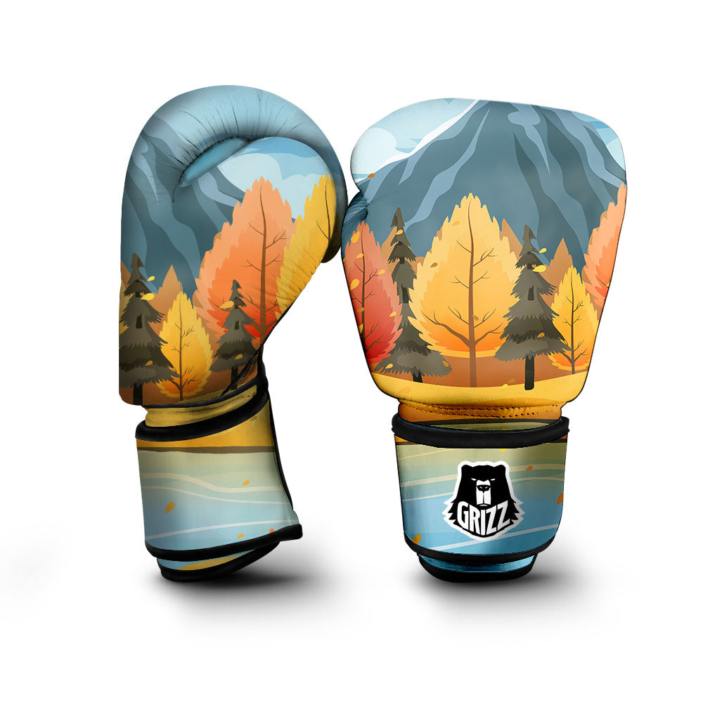 Lake Autumn Print Boxing Gloves-grizzshop