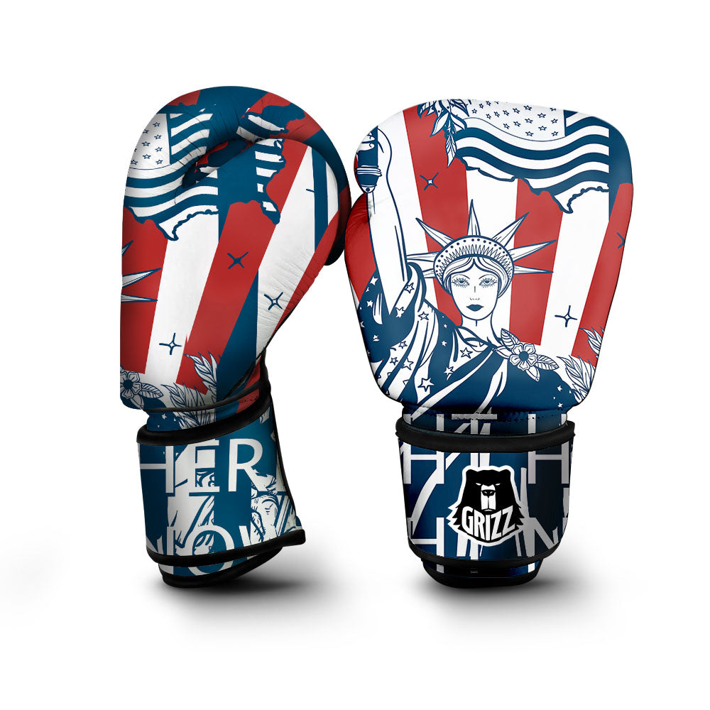 Land Of Liberty American Print Boxing Gloves-grizzshop