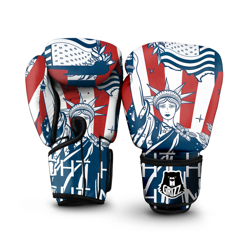 Land Of Liberty American Print Boxing Gloves-grizzshop