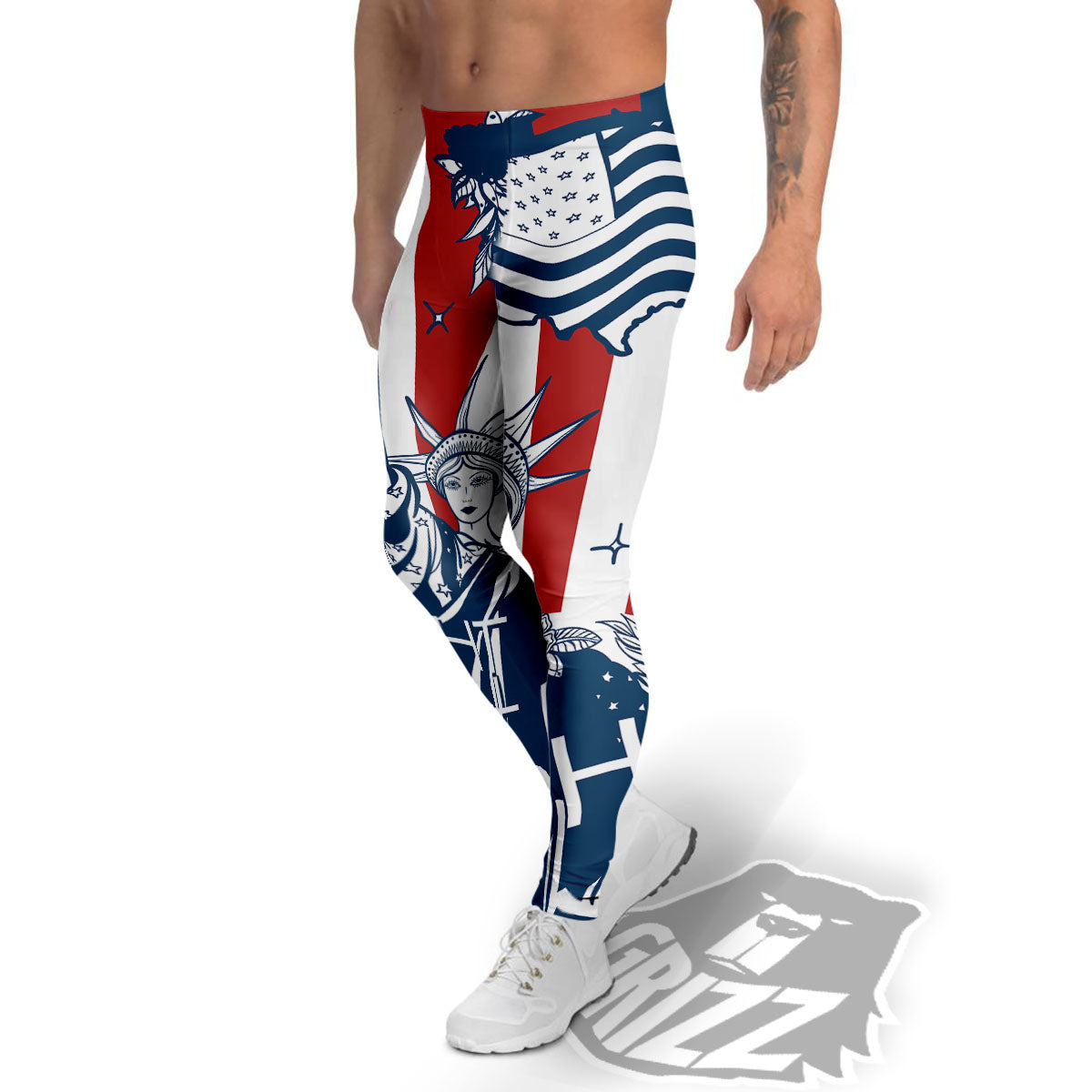 Land Of Liberty American Print Men's Leggings-grizzshop