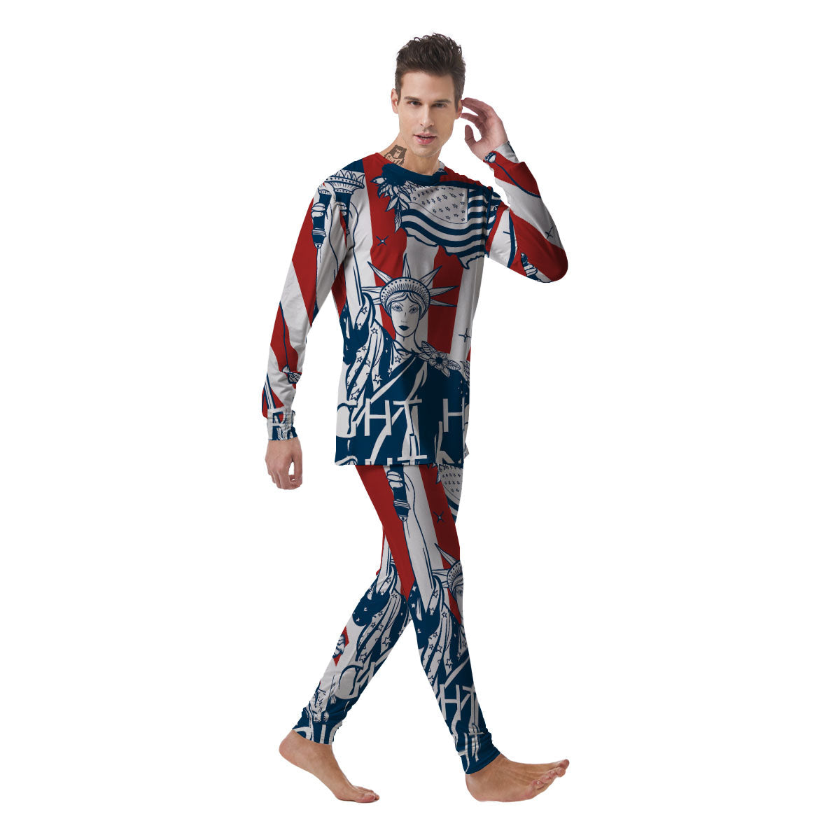 Land Of Liberty American Print Men's Pajamas-grizzshop