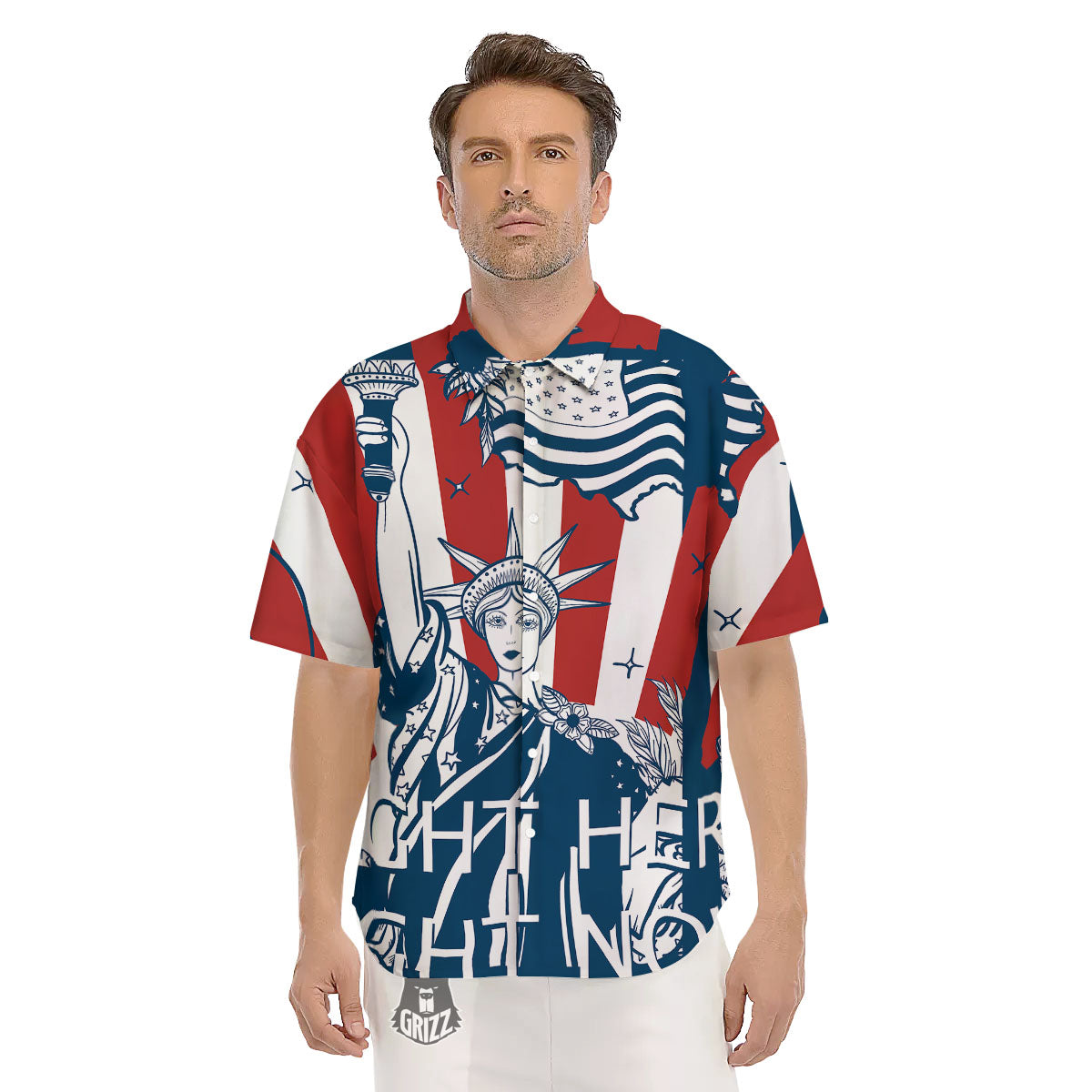 Land Of Liberty American Print Men's Short Sleeve Shirts-grizzshop