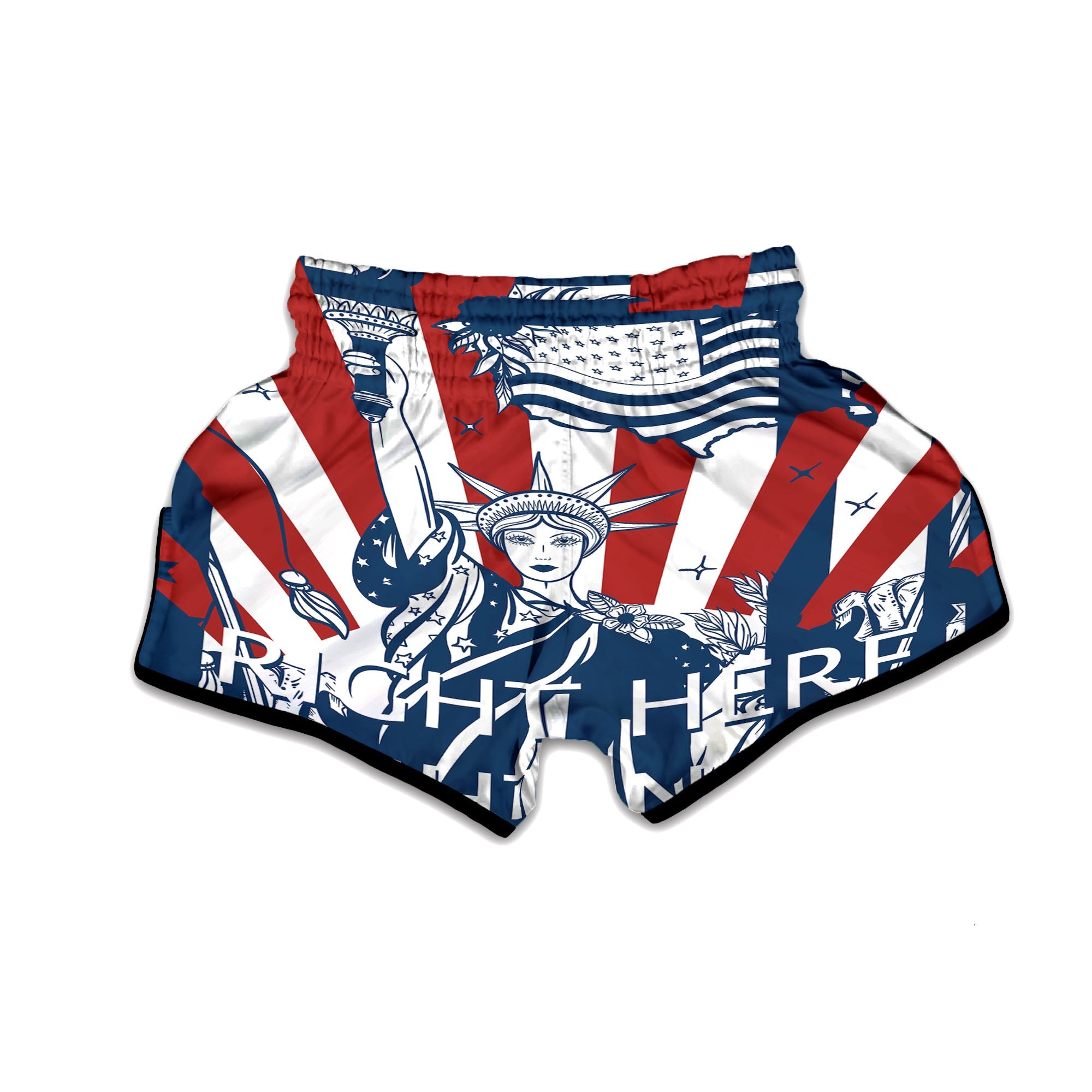 Land Of Liberty American Print Muay Thai Boxing Shorts-grizzshop