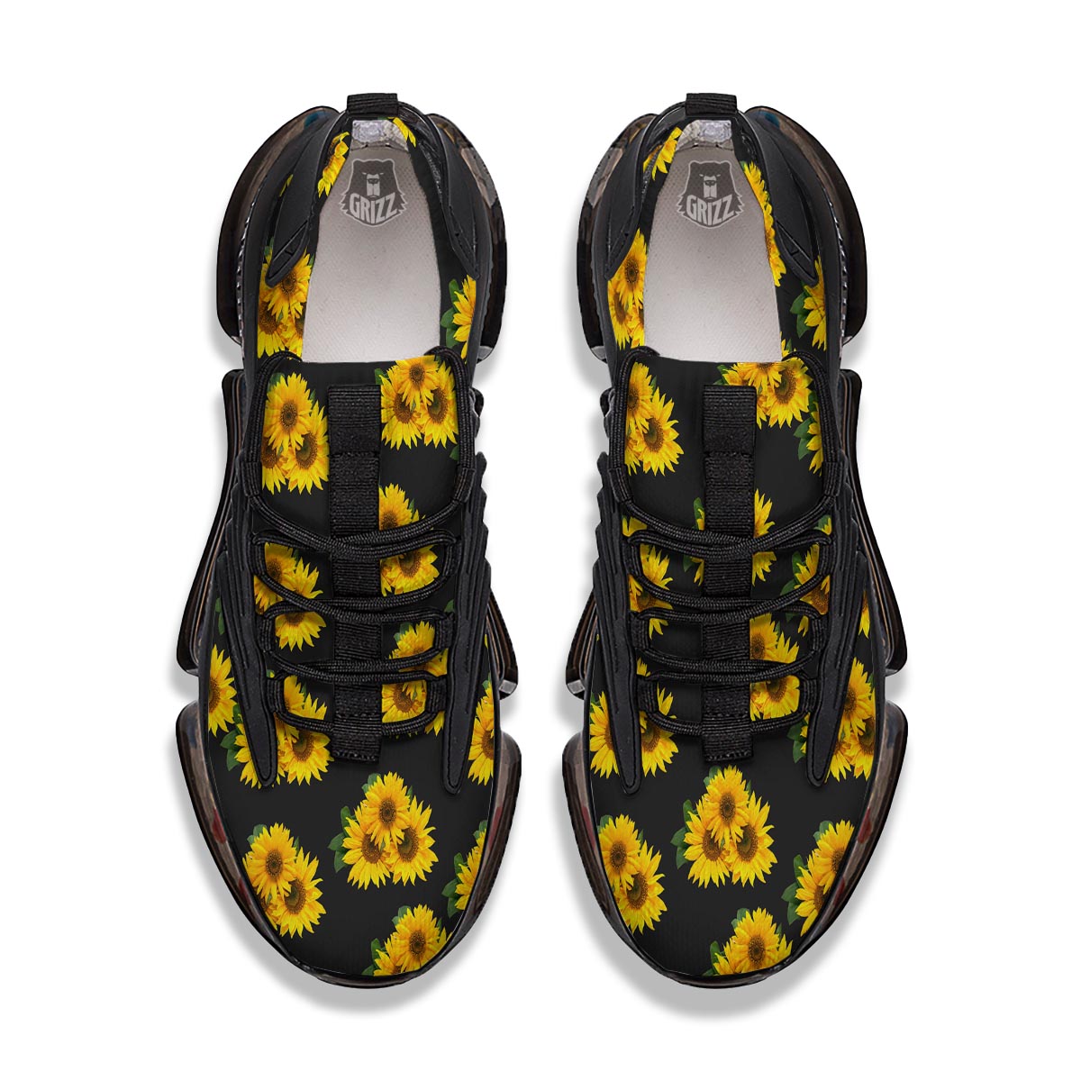 Landscape Sunflower Print Pattern Black Gym Shoes-grizzshop