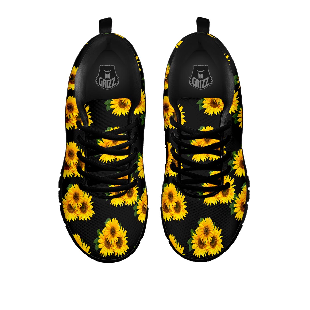 Landscape Sunflower Print Pattern Black Sneaker-grizzshop