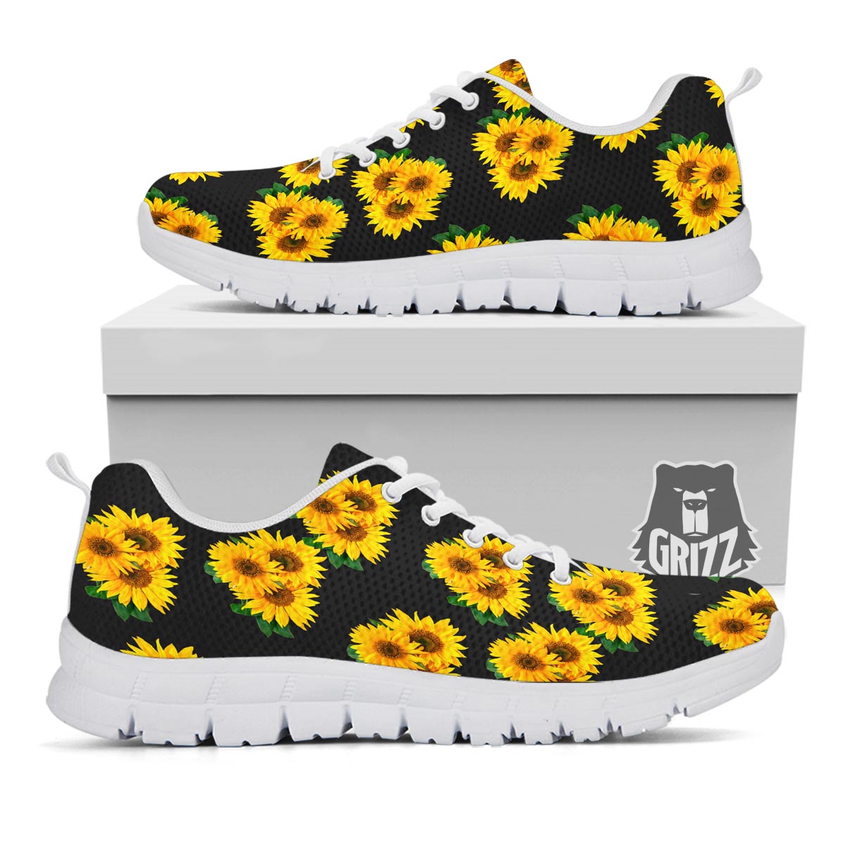 Landscape Sunflower Print Pattern White Sneaker-grizzshop