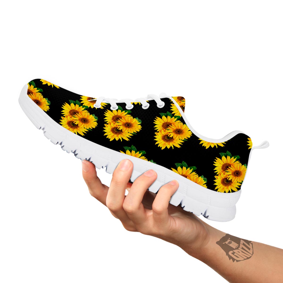 Landscape Sunflower Print Pattern White Sneaker-grizzshop