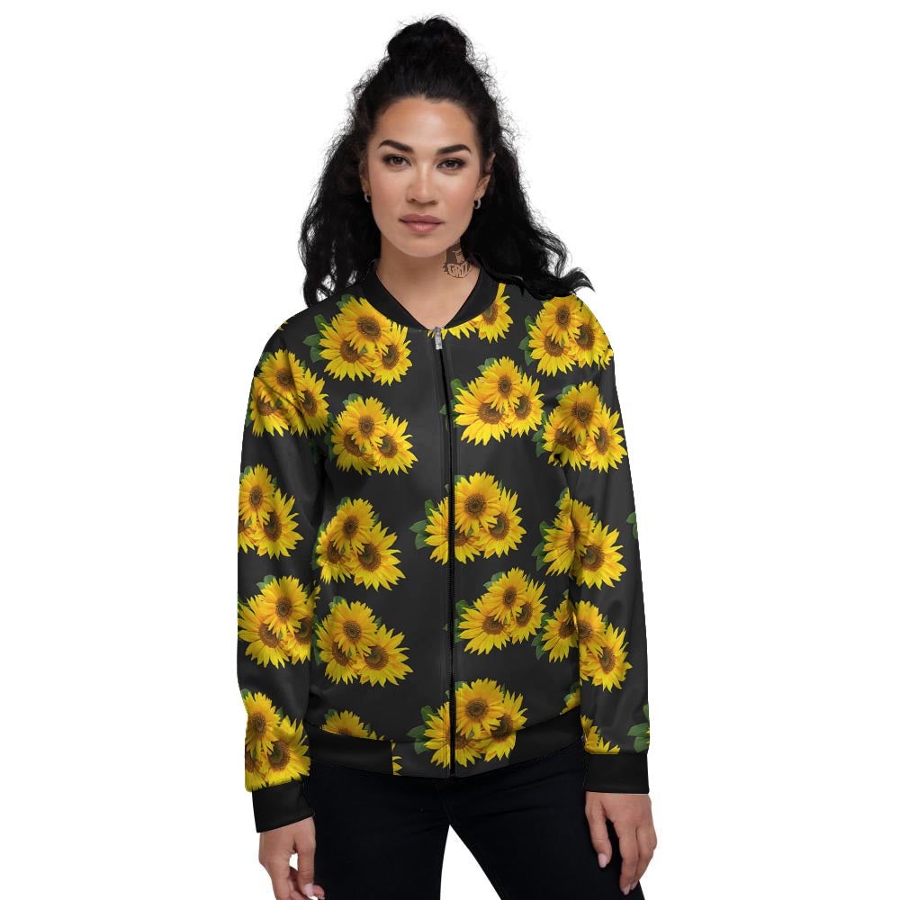 Landscape Sunflower Print Pattern Women's Bomber Jacket-grizzshop