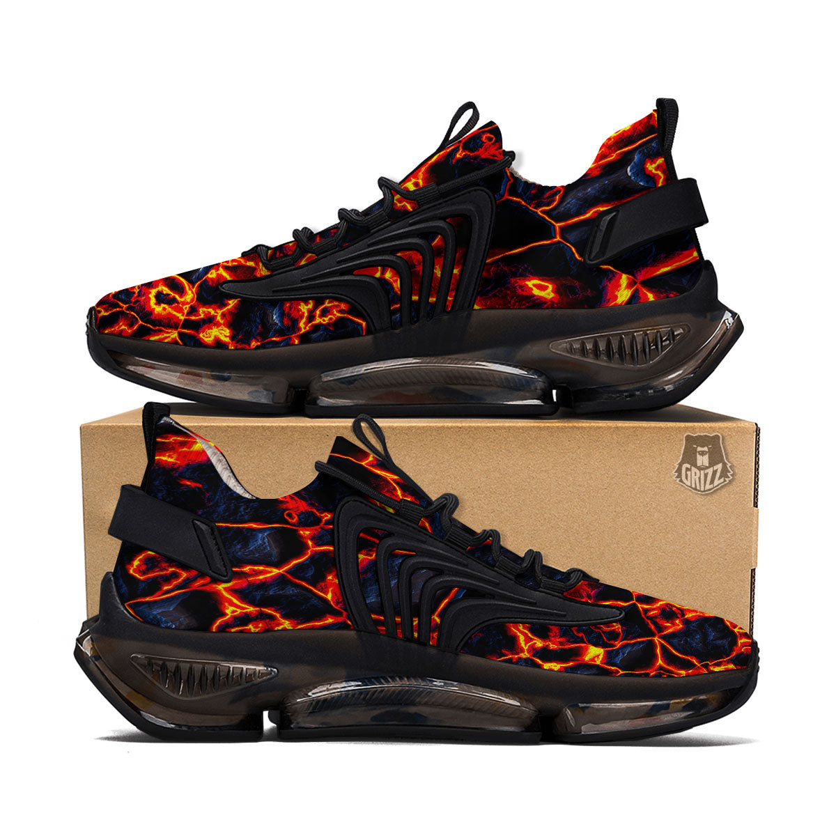 Lava Molten Print Black Gym Shoes-grizzshop