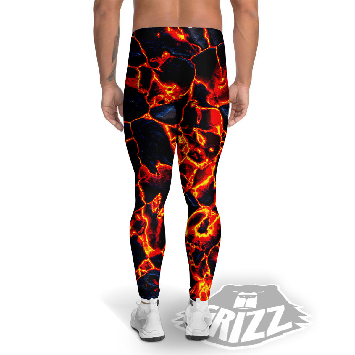 Lava Molten Print Men's Leggings-grizzshop