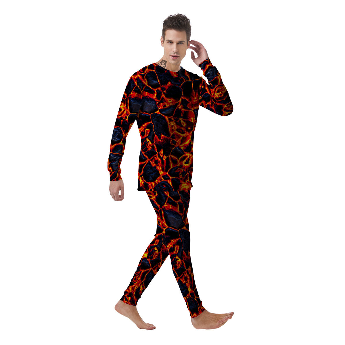 Lava Molten Print Men's Pajamas-grizzshop