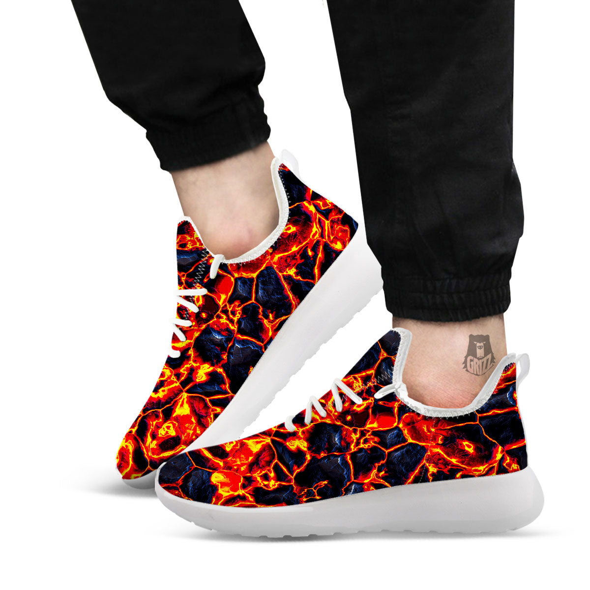 Lava Molten Print White Athletic Shoes-grizzshop