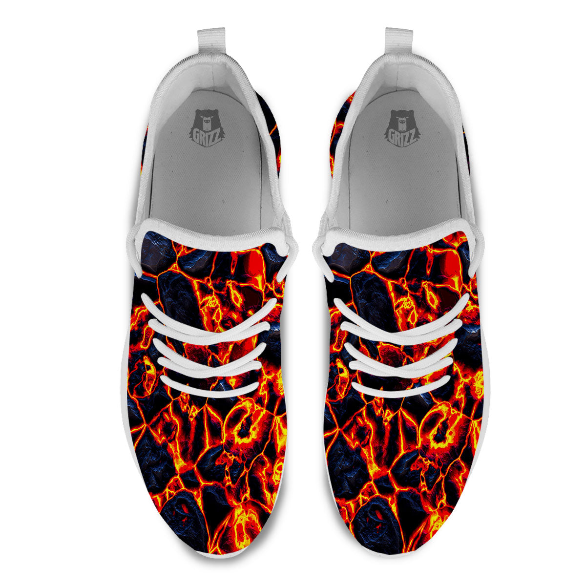 Lava Molten Print White Athletic Shoes-grizzshop