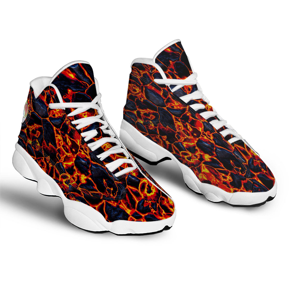 Lava Molten Print White Basketball Shoes-grizzshop