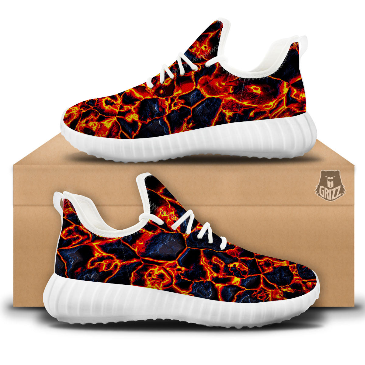 Lava Molten Print White Walking Shoes-grizzshop