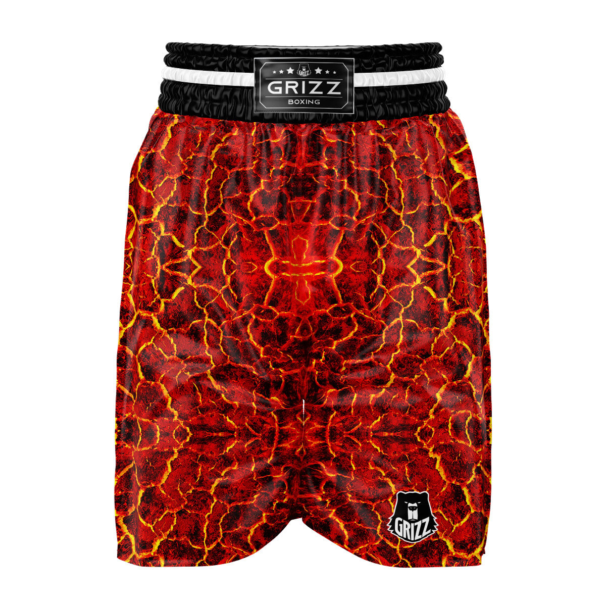 Lava Red Print Pattern Boxing Shorts-grizzshop