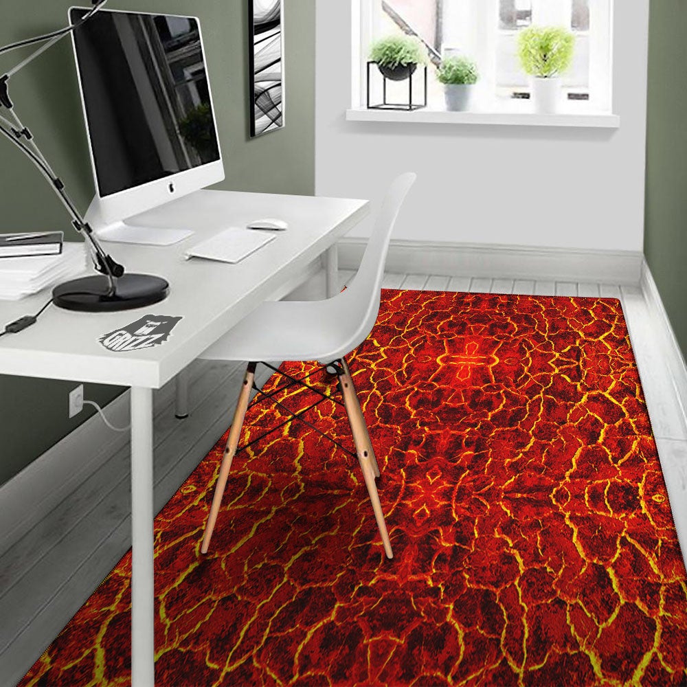 Lava Red Print Pattern Floor Mat-grizzshop