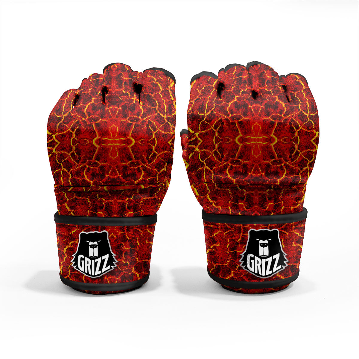 Lava Red Print Pattern MMA Gloves-grizzshop
