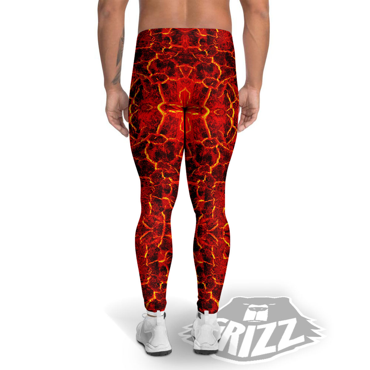 Lava Red Print Pattern Men's Leggings-grizzshop