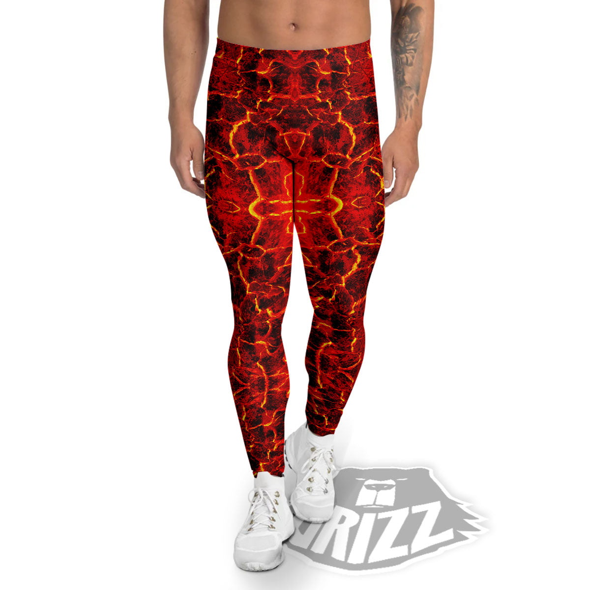 Lava Red Print Pattern Men's Leggings-grizzshop