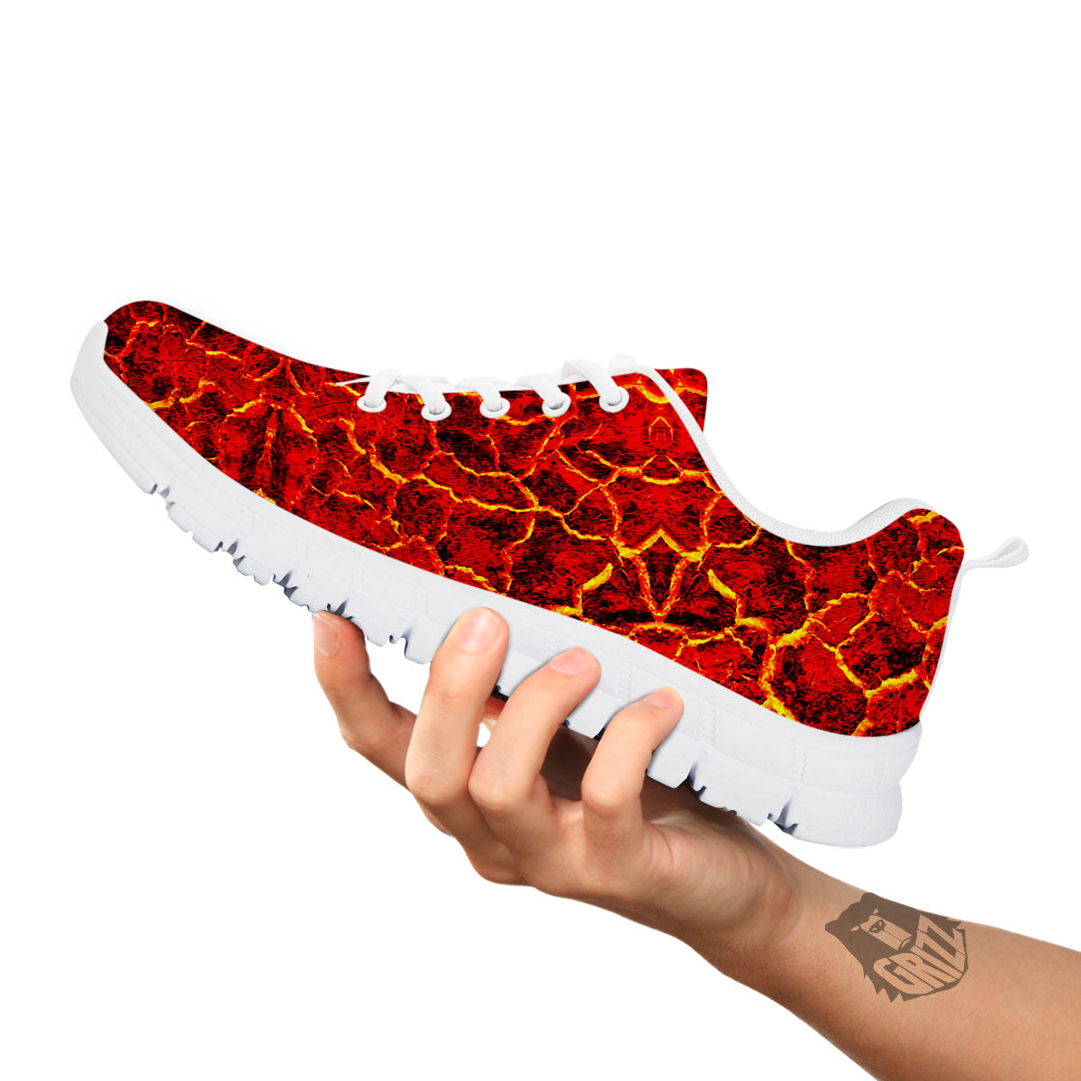 Lava Red Print Pattern White Sneaker-grizzshop
