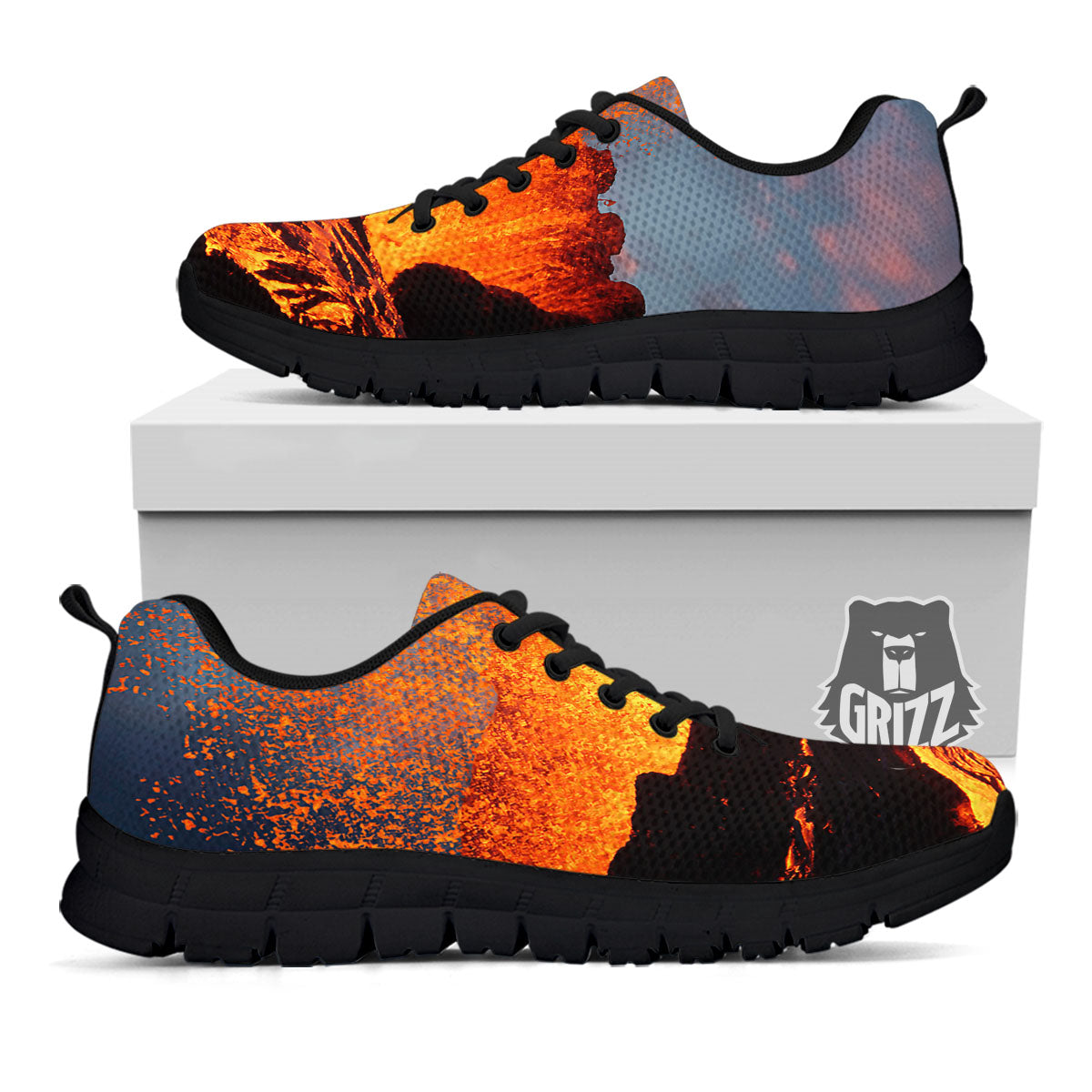 Lava Volcano Print Black Sneaker-grizzshop