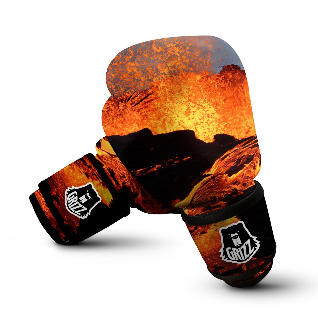 Lava Volcano Print Boxing Gloves-grizzshop