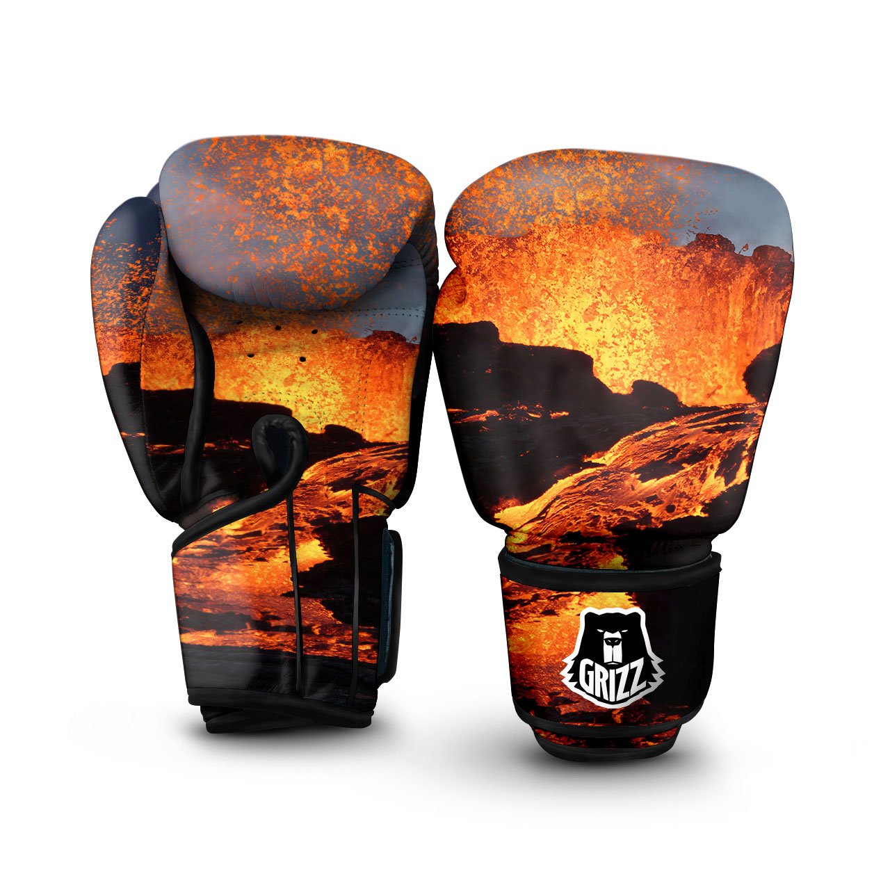 Lava Volcano Print Boxing Gloves-grizzshop