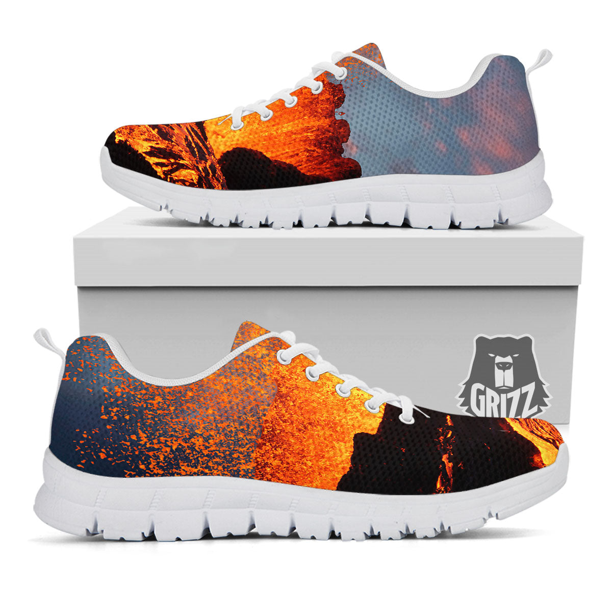 Lava Volcano Print White Sneaker-grizzshop