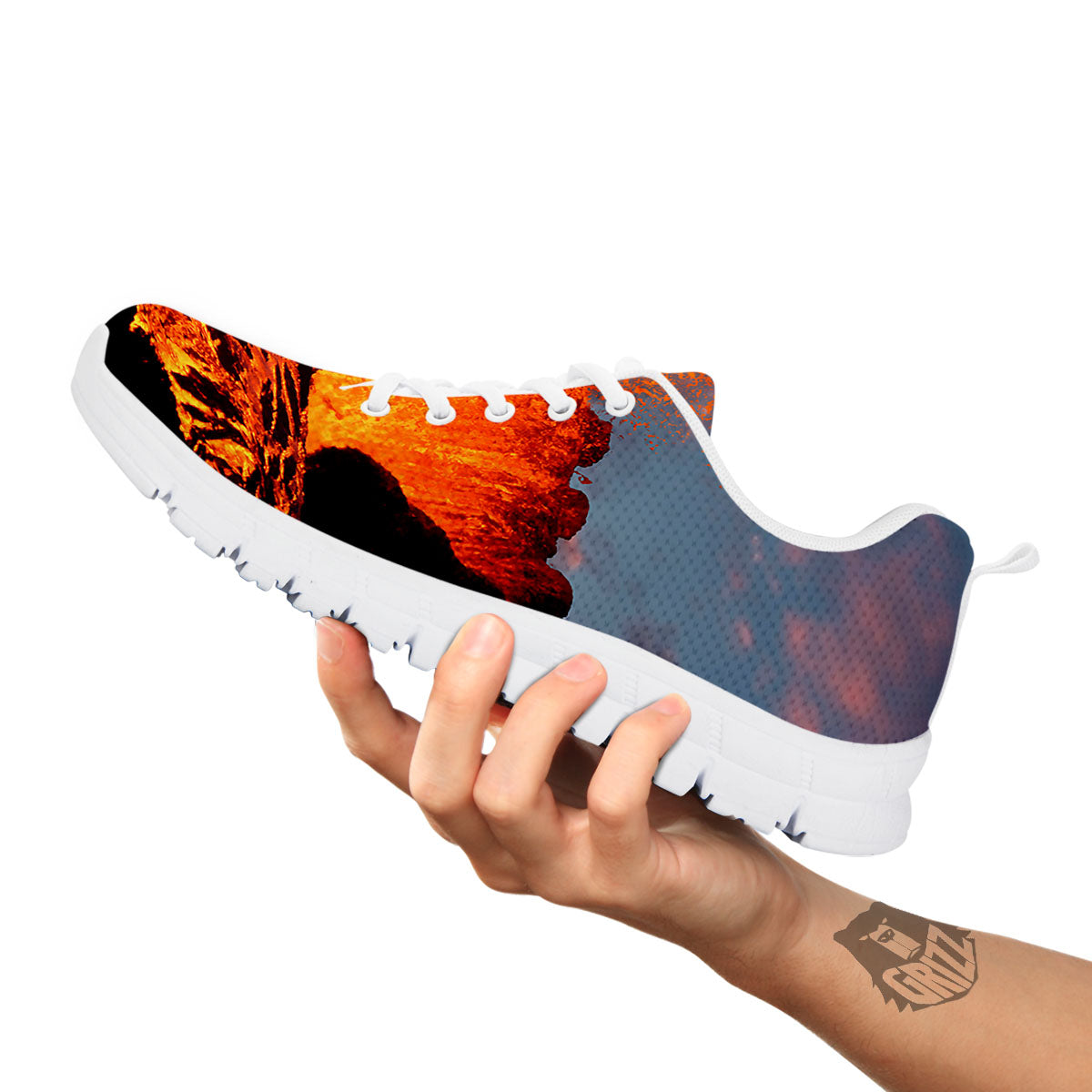Lava Volcano Print White Sneaker-grizzshop
