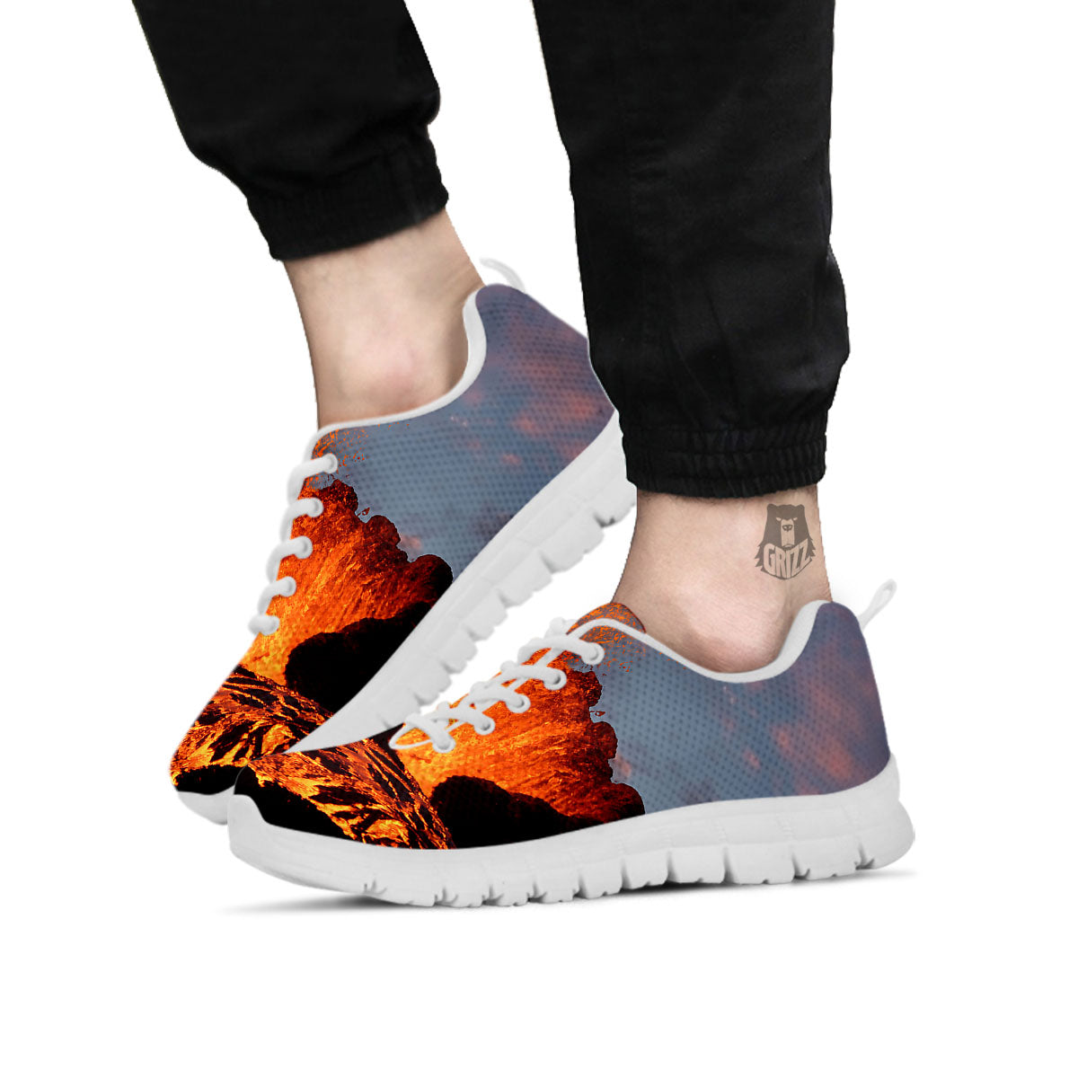 Lava Volcano Print White Sneaker-grizzshop