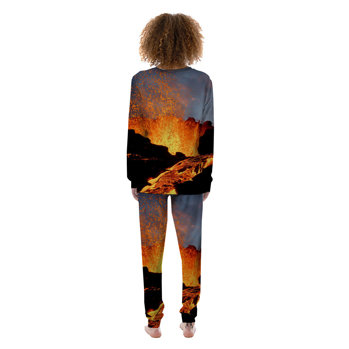 Lava Volcano Print Women's Pajamas-grizzshop