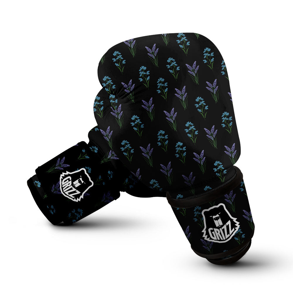 Lavender Embroidery Print Pattern Boxing Gloves-grizzshop