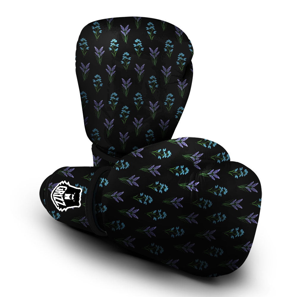 Lavender Embroidery Print Pattern Boxing Gloves-grizzshop
